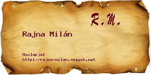 Rajna Milán névjegykártya